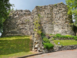 Pontefract Castle keep with outer bailey wall