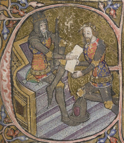 Richard II kneeling before Black Prince